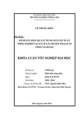 Đánh giá hiệu quả sử dụng đất nông nghiệp tại xã Lê Lai,