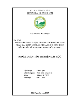 Giải Pháp Giải Quyết Việc Làm Cho Lao Động Nông Thôn Tại