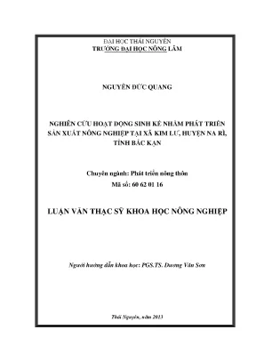 Nghiên cứu sinh kế và phát triển nông nghiệp tại xã Kim