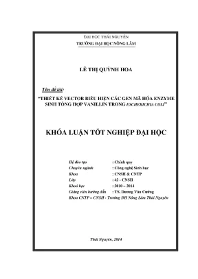 Nghiên cứu thiết kế vector mã hóa enzyme sinh tổng hợp