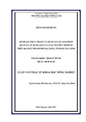 Đánh giá và giải pháp quản lý sử dụng đất tại Hạ Long,