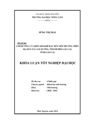 Đánh Giá Tính Dễ Bị Tổn Thương Do Biến Đổi Khí Hậu Tại