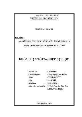 Nghiên Cứu Ứng Dụng Sóng Siêu Âm Trích Ly Fucoidan Từ