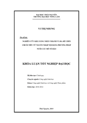 Nghiên cứu nhân nhanh và ra rễ chồi chuối tiêu bằng