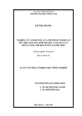 Nghiên cứu ảnh hưởng của chế phẩm vi sinh vật đến chất