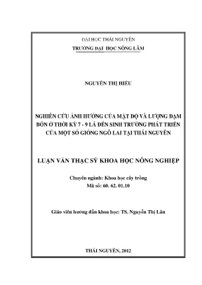 Nghiên cứu ảnh hưởng của mật độ và lượng đạm bón đến