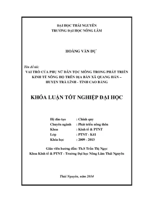 Vai trò của phụ nữ dân tộc Mông trong phát triển kinh tế