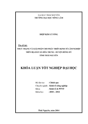 Thực Trạng Và Giải Pháp Phát Triển Kinh Tế Lâm Nghiệp