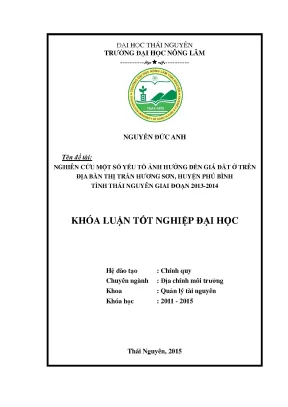Nghiên cứu yếu tố ảnh hưởng giá đất ở Hương Sơn, Phú
