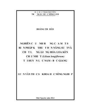 Nghiên cứu ảnh hưởng biện pháp kỹ thuật đến năng suất và