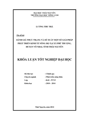 Đánh Giá Thực Trạng Và Giải Pháp Phát Triển Kinh Tế Nông