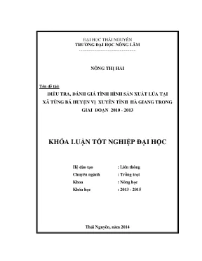 Đánh Giá Tình Hình Sản Xuất Lúa Tại Xã Tùng Bá, Huyện Vị