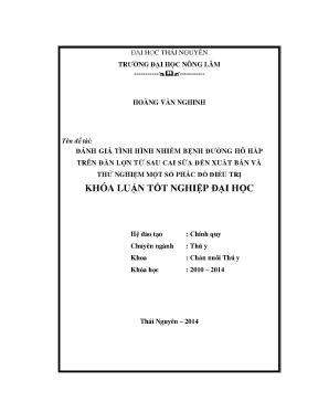 Đánh Giá Nhiễm Bệnh Hô Hấp Ở Lợn Từ Cai Sữa Đến Xuất Bán