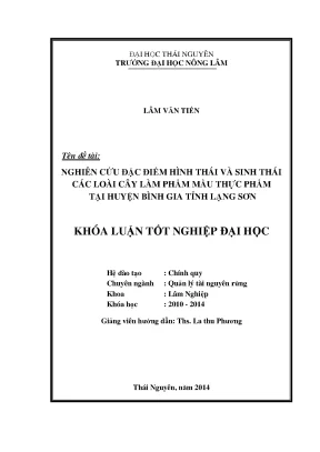 Nghiên cứu đặc điểm hình thái và sinh thái cây làm phẩm