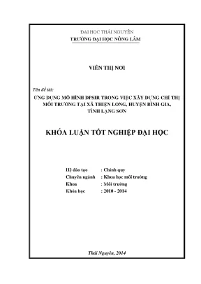 Ứng dụng mô hình DPSIR trong xây dựng chỉ thị môi trường 