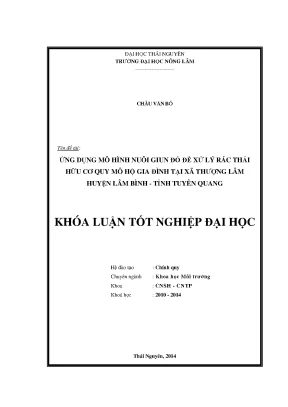 Ứng dụng mô hình nuôi giun đỏ trong xử lý rác thải hữu