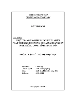 Thực Trạng Và Giải Pháp Phát Triển Kinh Tế Nông Hộ Tại