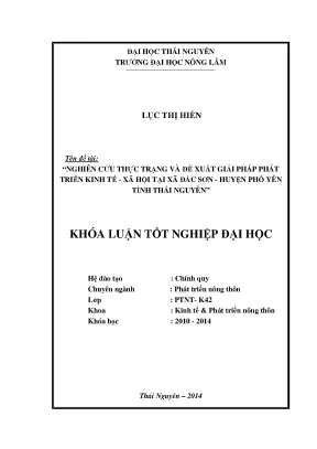 Giải pháp phát triển kinh tế xã hội tại xã Đắc Sơn,