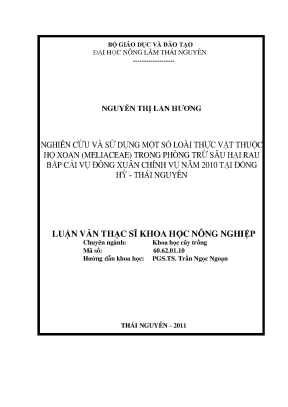 Nghiên cứu và ứng dụng cây họ Xoan Meliaceae trong phòng