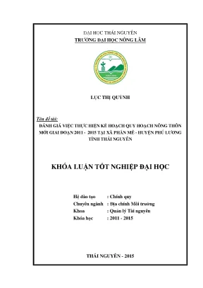Đánh giá quy hoạch nông thôn mới tại xã Phấn Mễ, huyện
