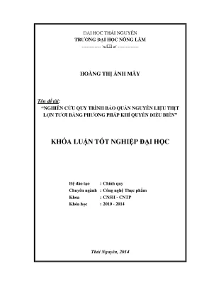 Nghiên Cứu Quy Trình Bảo Quản Thịt Lợn Tươi Bằng Phương