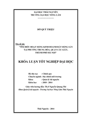 Luận Văn Thạc Sĩ: Hoạt Động Kinh Doanh Bất Động Sản Tại