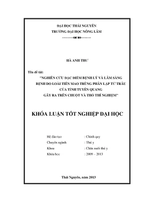 Nghiên cứu bệnh lý do tiên mao trùng trên chuột và thỏ