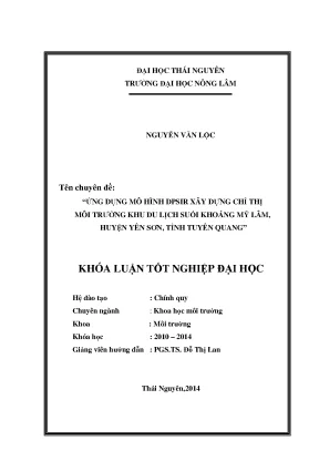 Ứng Dụng Mô Hình DPSIR Xây Dựng Chỉ Thị Môi Trường Khu