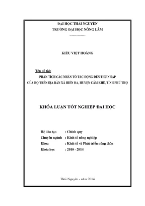Phân tích nhân tố ảnh hưởng đến thu nhập hộ gia đình tại