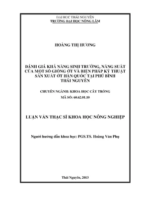 Đánh Giá Sinh Trưởng Và Năng Suất Các Giống Ớt Hàn Quốc