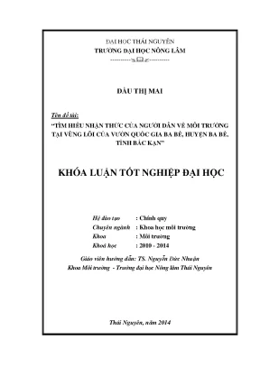 Nhận thức của người dân về môi trường tại vùng lõi Vườn
