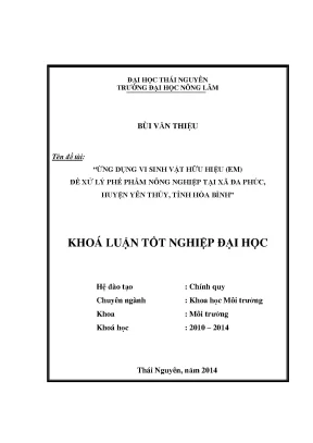 Ứng dụng vi sinh vật hữu hiệu trong xử lý phế phụ phẩm