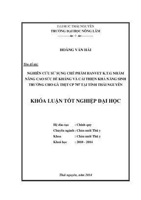 Nghiên cứu hiệu quả chế phẩm Hanvetk T-G tăng sức đề