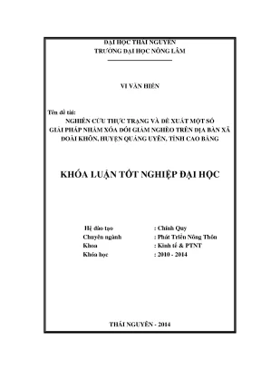 Giải pháp xóa đói giảm nghèo tại xã Đoài Khôn, huyện