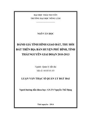 Đánh giá tình hình giao đất và thu hồi đất tại huyện Phú