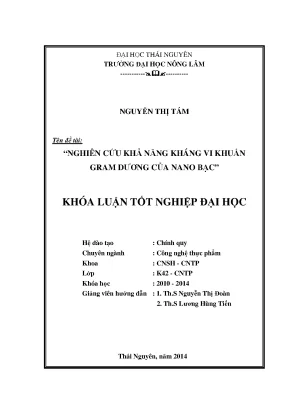 Nghiên cứu khả năng kháng khuẩn gram dương của nano bạc
