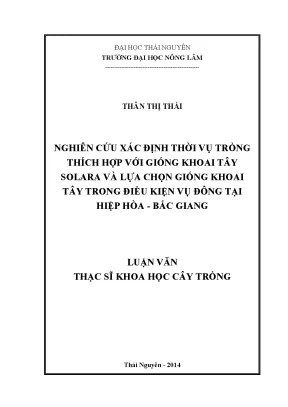 Nghiên cứu thời vụ và giống khoai tây Solara phù hợp vụ