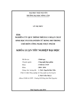 Nghiên cứu quy trình trích ly fucoxanthin từ rong mơ ứng