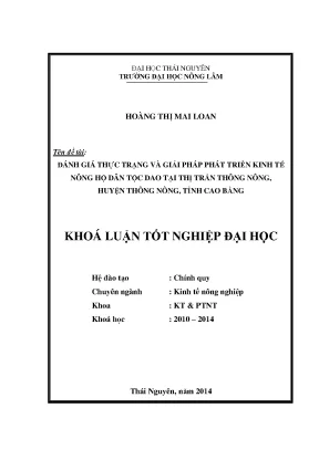 Đánh Giá Thực Trạng Và Giải Pháp Phát Triển Kinh Tế Nông