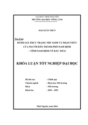 Đánh giá nhận thức và thực trạng thu gom rác thải tại