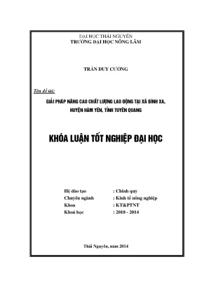 Giải Pháp Nâng Cao Chất Lượng Lao Động Tại Xã Bình Xa,