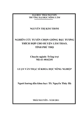 Nghiên cứu tuyển chọn giống đậu tương phù hợp tại huyện