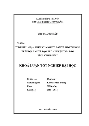 Nhận thức của người dân về môi trường tại xã Đạo Trù,