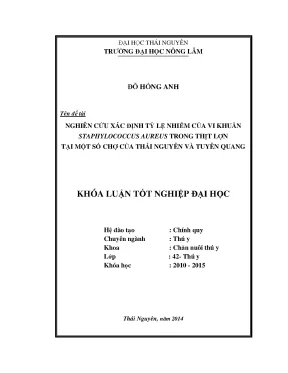 Tỷ lệ nhiễm Staphylococcus aureus trong thịt lợn tại
