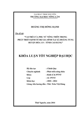 Vai trò của phụ nữ nông thôn trong phát triển kinh tế hộ