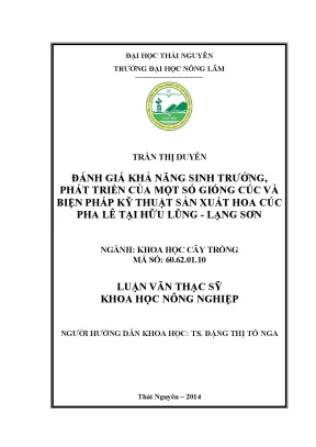 Đánh Giá Sinh Trưởng Của Giống Cúc Và Kỹ Thuật Sản Xuất