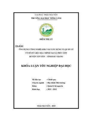 Ứng dụng công nghệ GIS trong quản lý cơ sở dữ liệu địa 