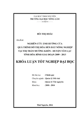 Nghiên cứu ảnh hưởng đô thị hóa đến đất nông nghiệp tại