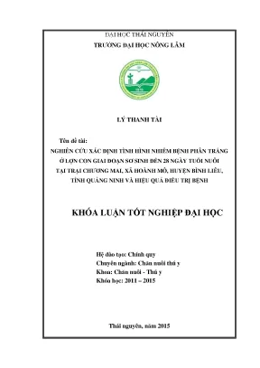 Nghiên cứu tình hình nhiễm bệnh phân trắng ở lợn con tại