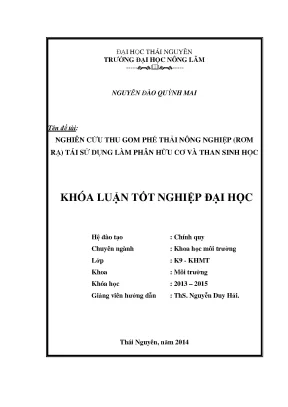 Nghiên cứu tái sử dụng rơm rạ làm phân hữu cơ và than